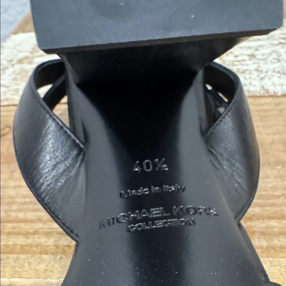 Michael Kors Collection Gabrielle Runway Black Leather Heeled Sandal Size 10.5 - Picture 7 of 9